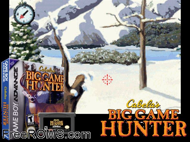 Cabela's Big Game Hunter Gameboy Advance game showing 3D box cover and gameplay screenshot