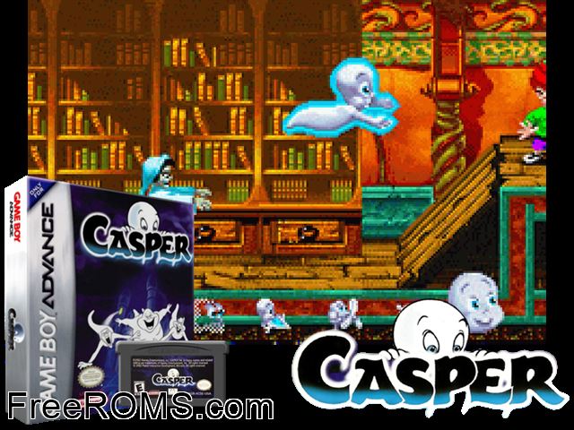 Casper Gameboy Advance game showing 3D box cover and gameplay screenshot