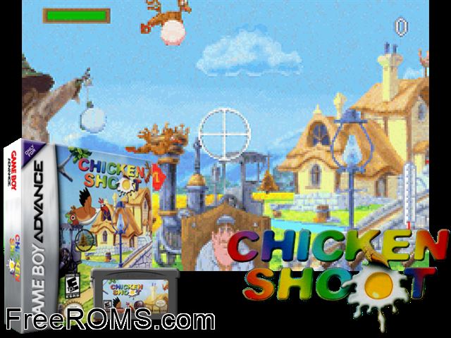 Chicken Shoot Gameboy Advance game showing 3D box cover and gameplay screenshot