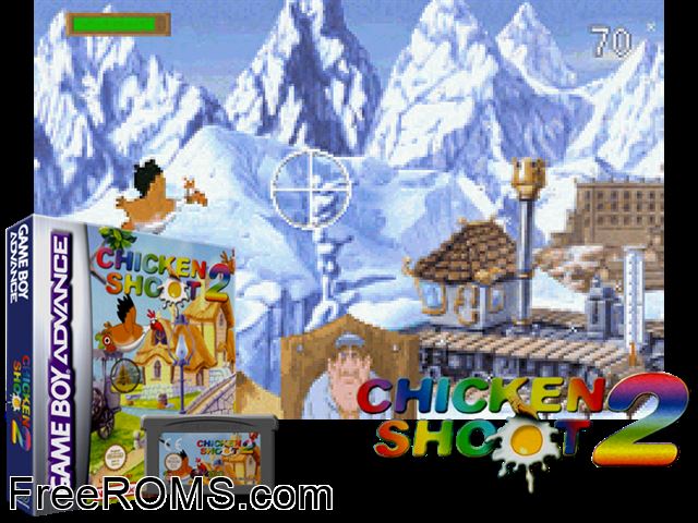Chicken Shoot 2 Gameboy Advance game showing 3D box cover and gameplay screenshot