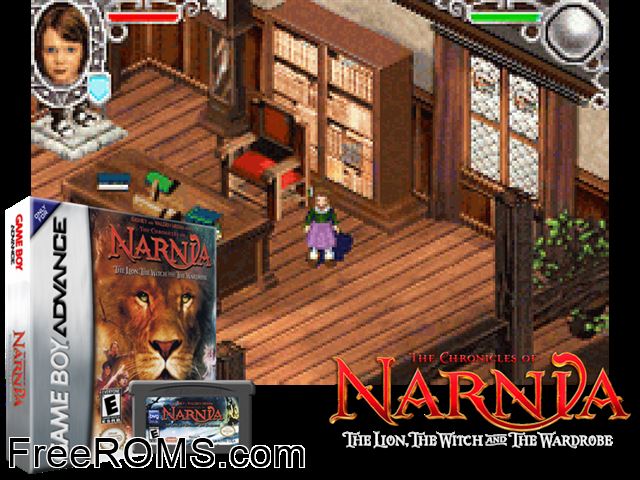 Chronicles Of Narnia, The - The Lion, The Witch And The Wardrobe Gameboy Advance game showing 3D box cover and gameplay screenshot