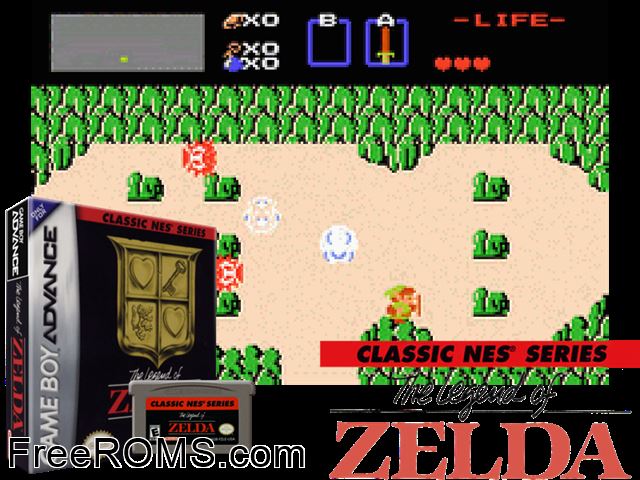 Classic Nes Series Legend Of Zelda Gameboy Advance game showing 3D box cover and gameplay screenshot