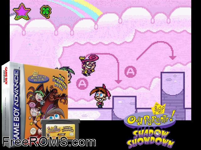 Cosmo And Wanda - Wenn Elfen Helfen! - Das Schattenduell (Germany) Gameboy Advance game showing 3D box cover and gameplay screenshot