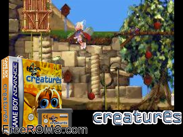 Creatures (Eng-Ita-Spa) Gameboy Advance game showing 3D box cover and gameplay screenshot