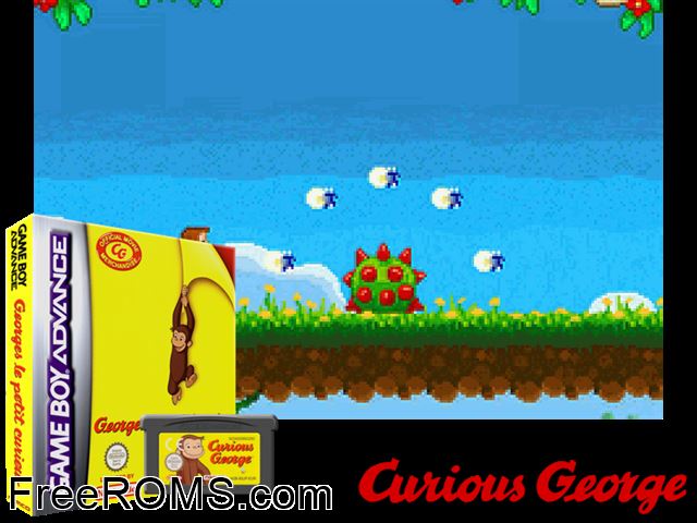 Curious George Gameboy Advance game showing 3D box cover and gameplay screenshot