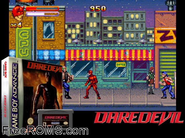 Daredevil (Germany) Gameboy Advance game showing 3D box cover and gameplay screenshot