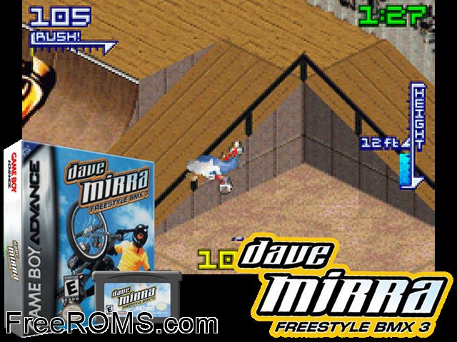 Dave Mirra Freestyle Bmx 3 Gameboy Advance game showing 3D box cover and gameplay screenshot