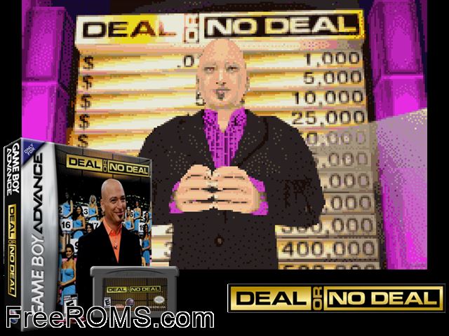 Deal Or No Deal Gameboy Advance game showing 3D box cover and gameplay screenshot