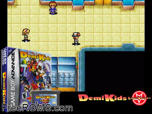 Demikids - Light Version Gameboy Advance game showing 3D box cover and gameplay screenshot