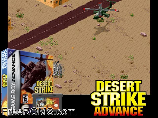 Desert Strike Advance Gameboy Advance game showing 3D box cover and gameplay screenshot