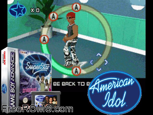 Deutschland Sucht Den Superstar (Germany) Gameboy Advance game showing 3D box cover and gameplay screenshot