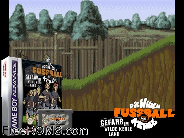 Die Wilden Fussball Kerle - Gefahr Im Wilde Kerle Land (Germany) Gameboy Advance game showing 3D box cover and gameplay screenshot
