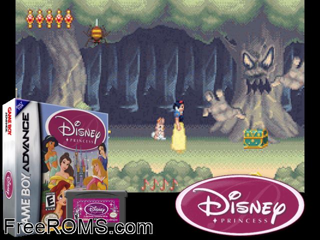 Disney Principesse (Italy) Gameboy Advance game showing 3D box cover and gameplay screenshot
