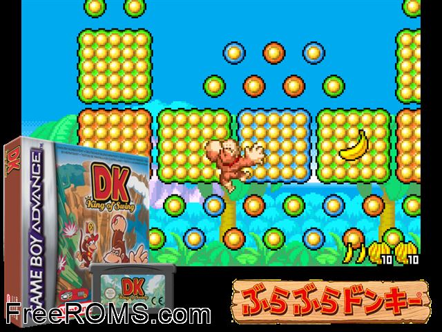 Dk King Of Swing Gameboy Advance game showing 3D box cover and gameplay screenshot