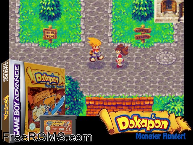 Dokapon Gameboy Advance game showing 3D box cover and gameplay screenshot
