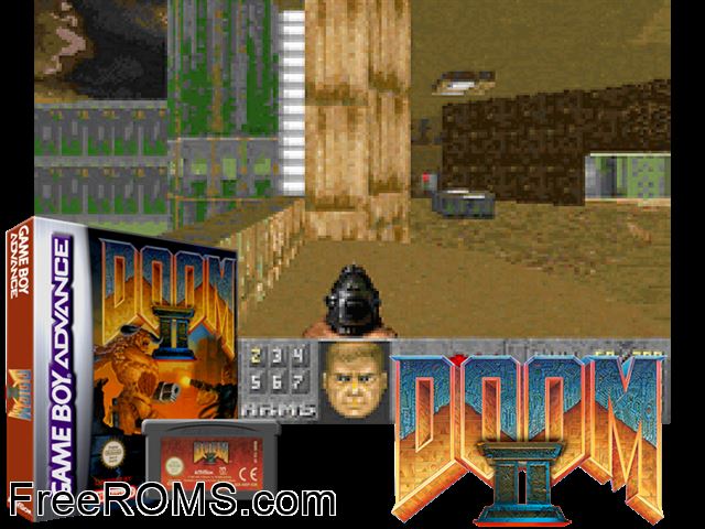 Doom II Gameboy Advance game showing 3D box cover and gameplay screenshot
