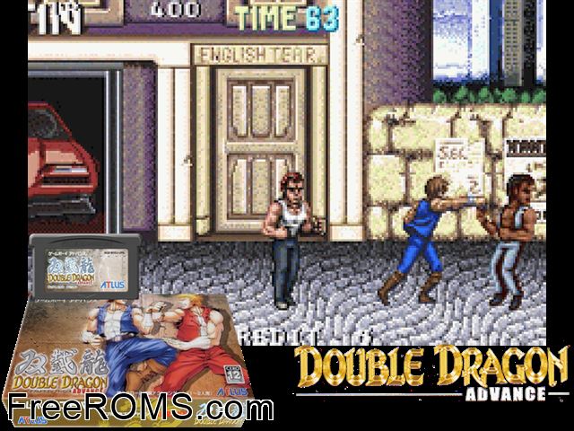 Double Dragon Advance (Japan) Gameboy Advance game showing 3D box cover and gameplay screenshot