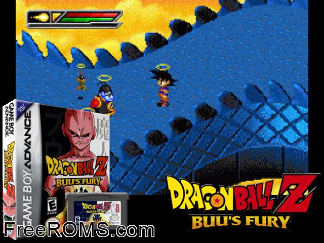 Dragon Ball Z - Buu's Fury Gameboy Advance game showing 3D box cover and gameplay screenshot