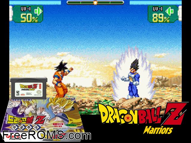 Dragon Ball Z - Moogongtoogeuk (K) Gameboy Advance game showing 3D box cover and gameplay screenshot