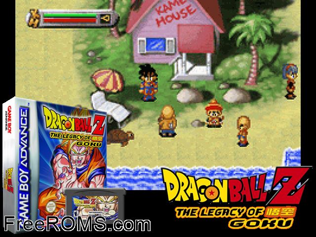 Dragon Ball Z - The Legacy Of Goku Gameboy Advance game showing 3D box cover and gameplay screenshot
