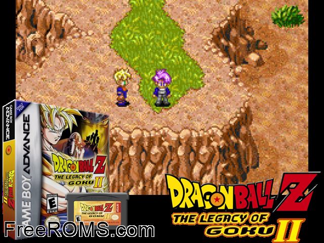 Dragon Ball Z - The Legacy Of Goku II Gameboy Advance game showing 3D box cover and gameplay screenshot
