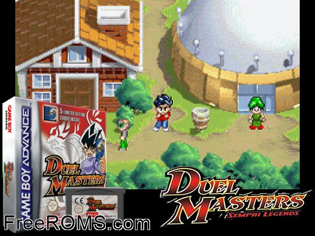 Duel Masters - Sempai Legends Gameboy Advance game showing 3D box cover and gameplay screenshot