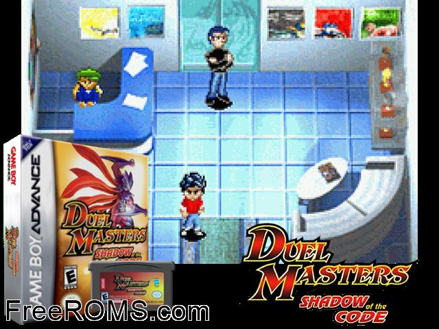 Duel Masters - Shadow Of The Code Gameboy Advance game showing 3D box cover and gameplay screenshot