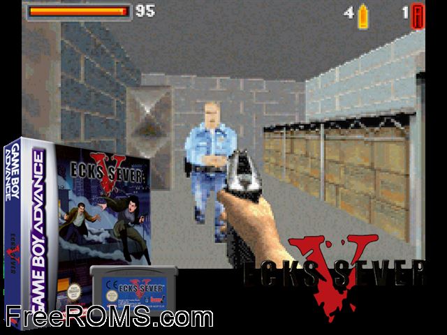 Ecks Vs Sever Gameboy Advance game showing 3D box cover and gameplay screenshot