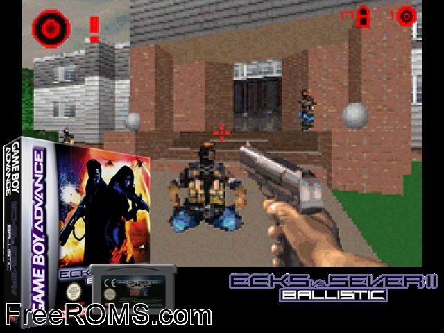 Ecks Vs Sever II - Ballistic Gameboy Advance game showing 3D box cover and gameplay screenshot