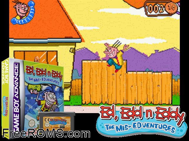 Ed, Edd N Eddy - The Mis-Edventures Gameboy Advance game showing 3D box cover and gameplay screenshot