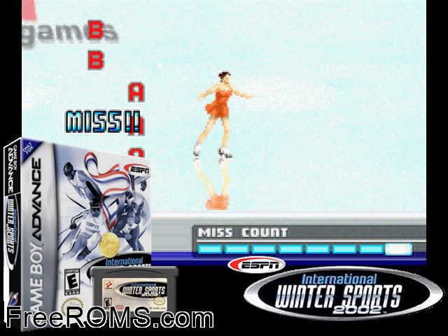 Espn International Winter Sports 2002 Gameboy Advance game showing 3D box cover and gameplay screenshot