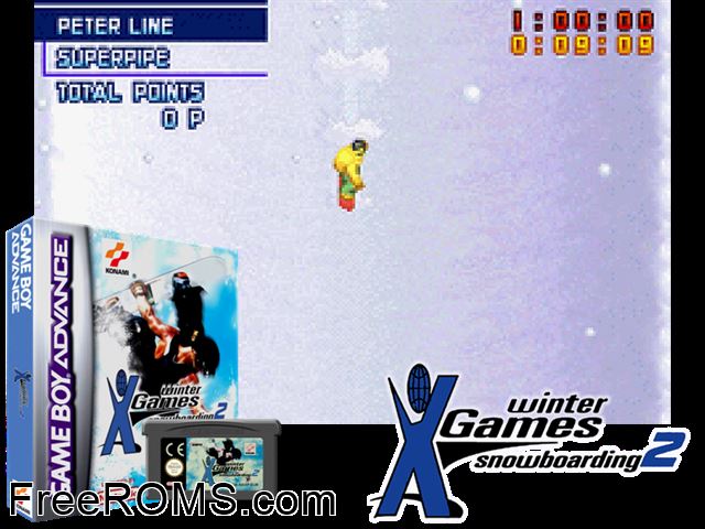 Espn Winter X-Games Snowboarding 2 Gameboy Advance game showing 3D box cover and gameplay screenshot