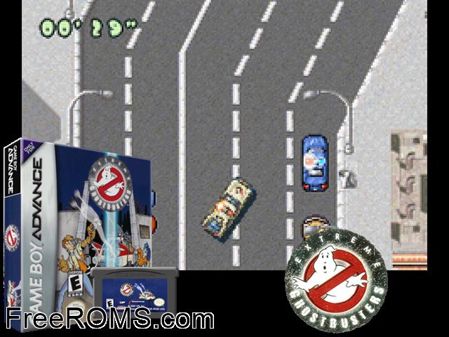 Extreme Ghostbusters - Code Ecto-1 Gameboy Advance game showing 3D box cover and gameplay screenshot