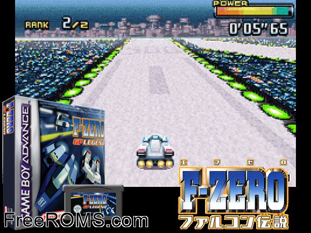 F-Zero Gp Legend Gameboy Advance game showing 3D box cover and gameplay screenshot