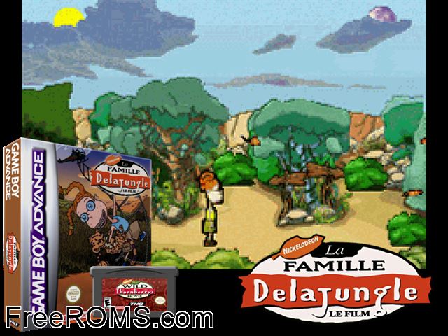 Famille Delajungle, La - Le Film (France) Gameboy Advance game showing 3D box cover and gameplay screenshot