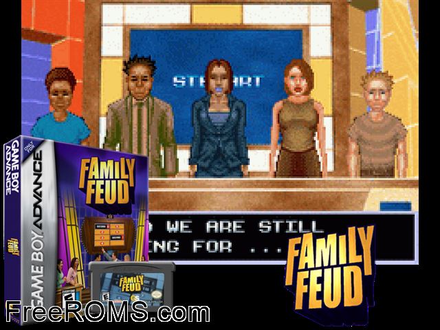 Family Feud Gameboy Advance game showing 3D box cover and gameplay screenshot