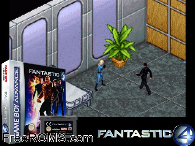 Fantastic 4 Gameboy Advance game showing 3D box cover and gameplay screenshot