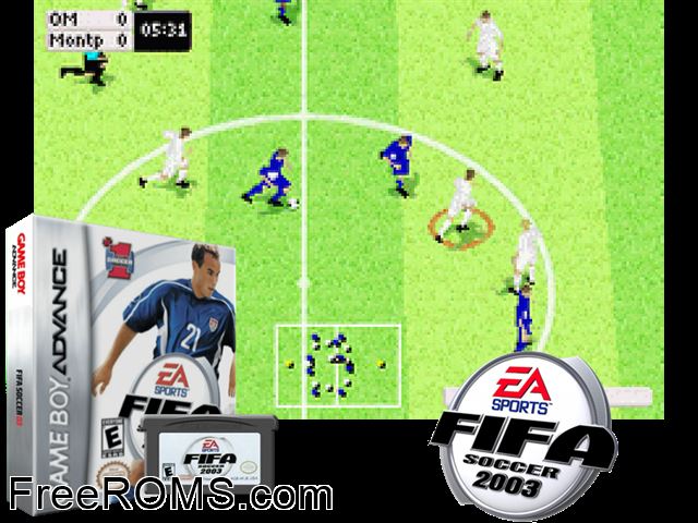 Fifa Gameboy Advance game showing 3D box cover and gameplay screenshot