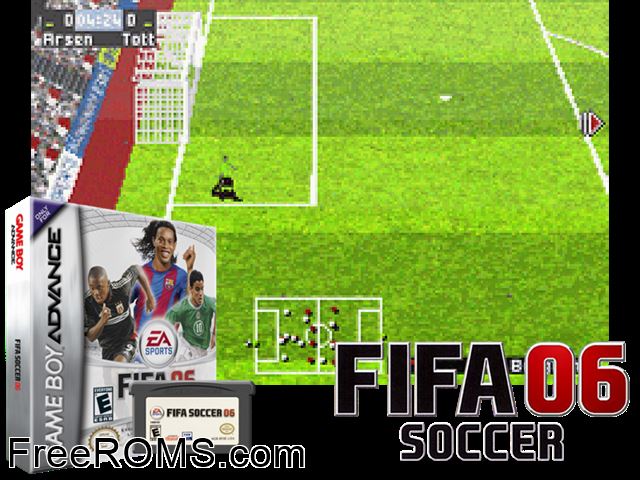 Fifa 06 Gameboy Advance game showing 3D box cover and gameplay screenshot