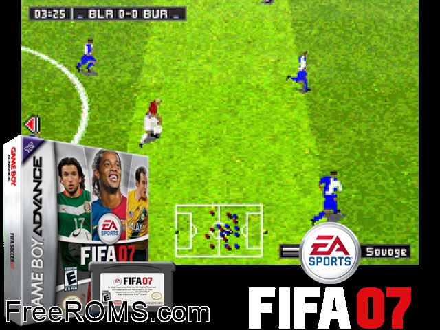 Fifa 2007 Gameboy Advance game showing 3D box cover and gameplay screenshot