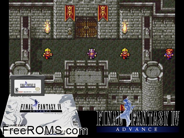 Final Fantasy IV Advance (V1.1) (Japan) Gameboy Advance game showing 3D box cover and gameplay screenshot