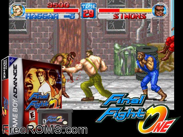 Final Fight One Gameboy Advance game showing 3D box cover and gameplay screenshot
