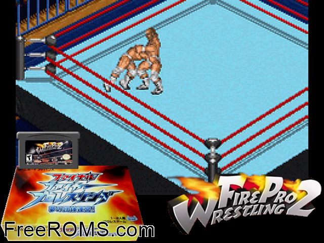 Final Fire Pro Wrestling - Yume No Dantai Unei! (Japan) Gameboy Advance game showing 3D box cover and gameplay screenshot