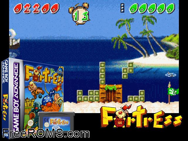 Fortress Gameboy Advance game showing 3D box cover and gameplay screenshot