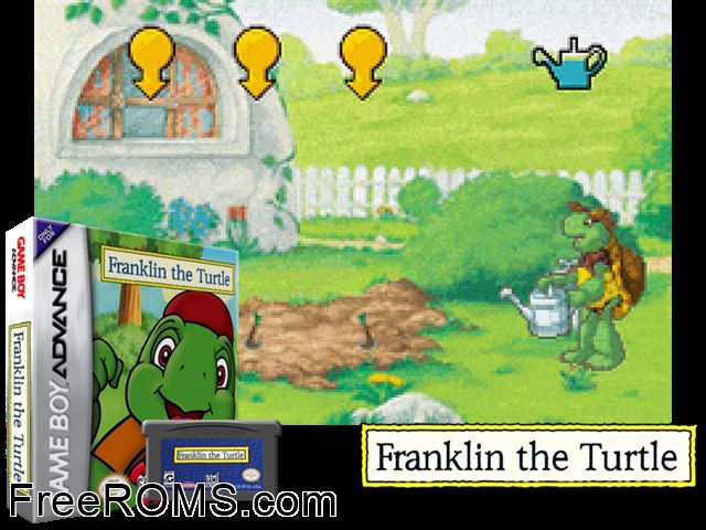 Franklin The Turtle Gameboy Advance game showing 3D box cover and gameplay screenshot