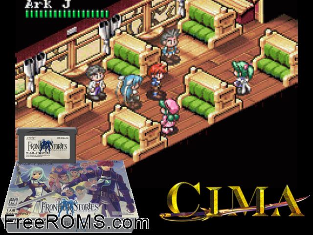 Frontier Stories (Japan) Gameboy Advance game showing 3D box cover and gameplay screenshot