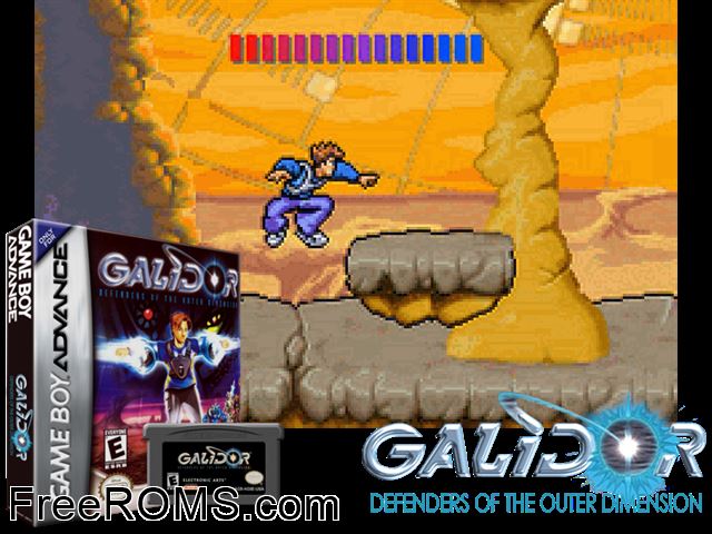 Galidor - Defenders Of The Outer Dimension Gameboy Advance game showing 3D box cover and gameplay screenshot
