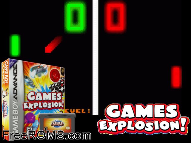 Games Explosion! Gameboy Advance game showing 3D box cover and gameplay screenshot