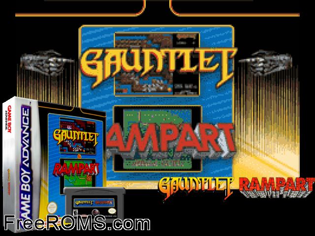 Gauntlet, Rampart Gameboy Advance game showing 3D box cover and gameplay screenshot