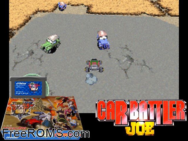 Gekitou! Car Battler Go!! (Japan) Gameboy Advance game showing 3D box cover and gameplay screenshot